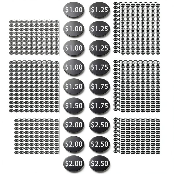 Vending Machine Price Labels HINZIC 1560pcs 12 Sheets Black Adhesive-0