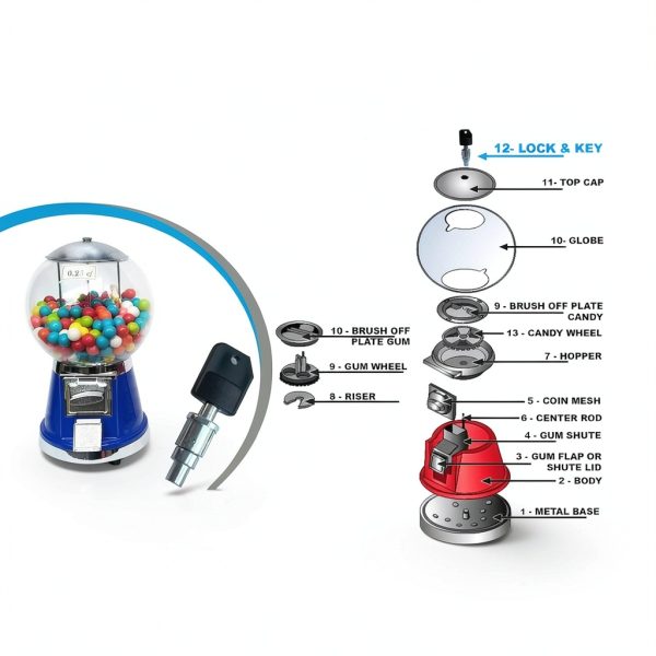 Lock and Key for Classic Gumball Machine – ACKSTAR Lock (2U-K&L-Y2)-2