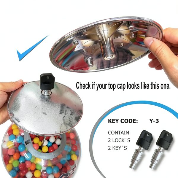 Lock and Key for Gumball Machine – ACKSTAR 1/4" Tubular Top Lock Y3-2