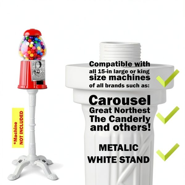 Carousel Gumball Machine Stand ACKSTAR White 15" Aluminum Alloy-2