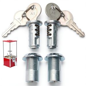 Lock and Key for Northwestern Machine Gumball Lid Key 1/4" Thread 2pc-0